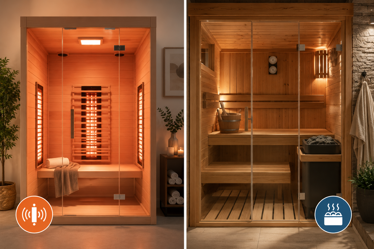 Infrarotsauna vs. finnische Sauna: Der umfassende Vergleich der Wellness-Klassiker (KI-generiert)
