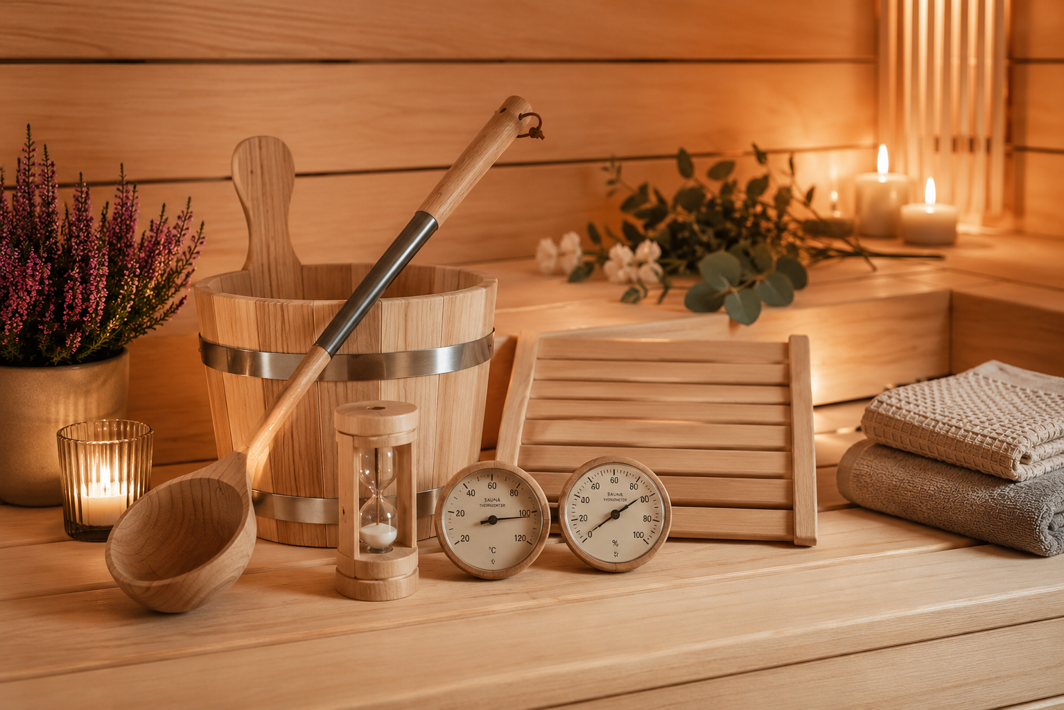 Saunazubehör kaufen: Die Must-haves für Einsteiger (KI-generiert)